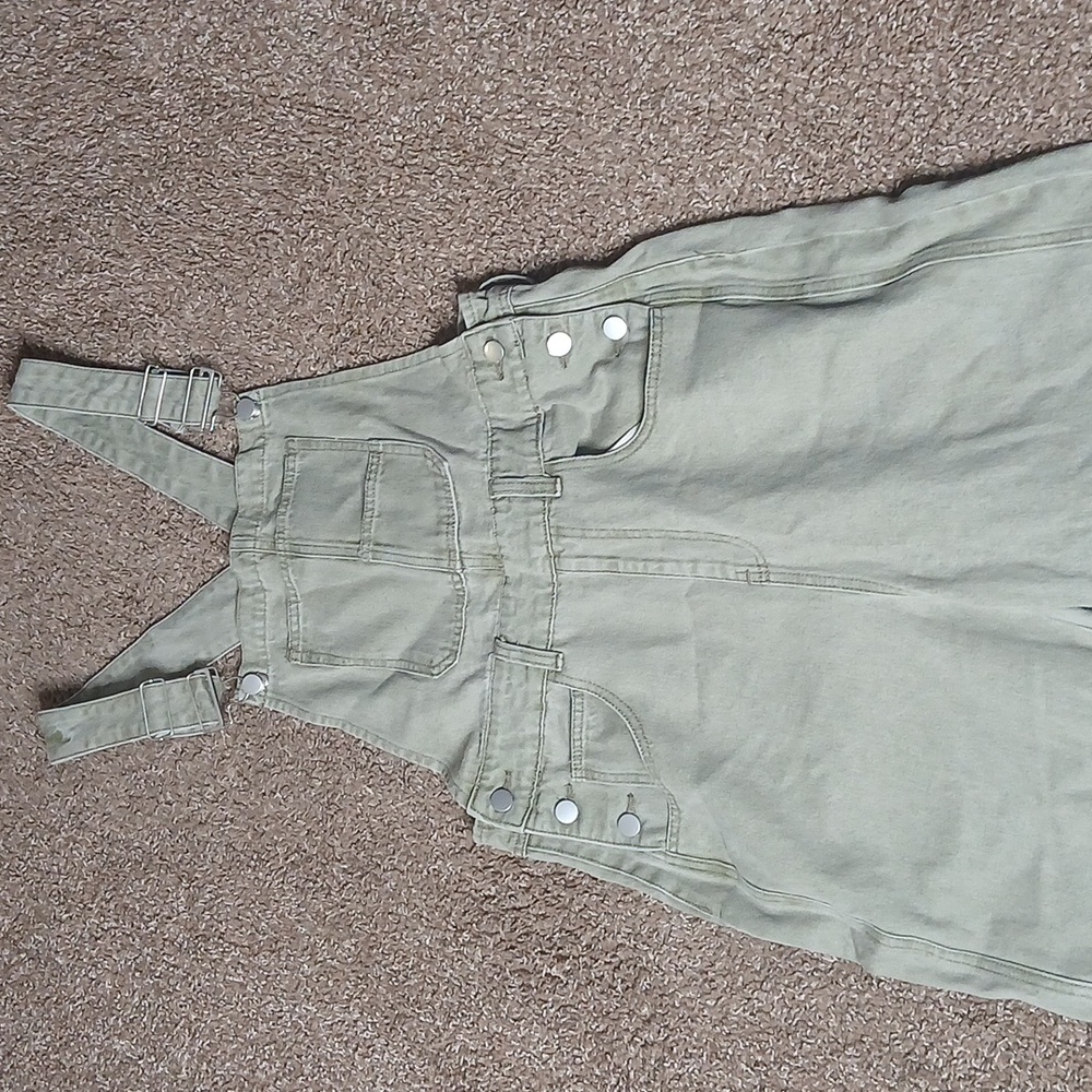 Light Olive Green Overalls Size Large - Picture 2 of 16